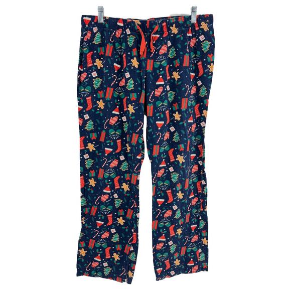 Old Navy MEDIUM Blue Christmas Holiday Pajama Pants Bottoms Elastic Waist - Picture 2 of 6
